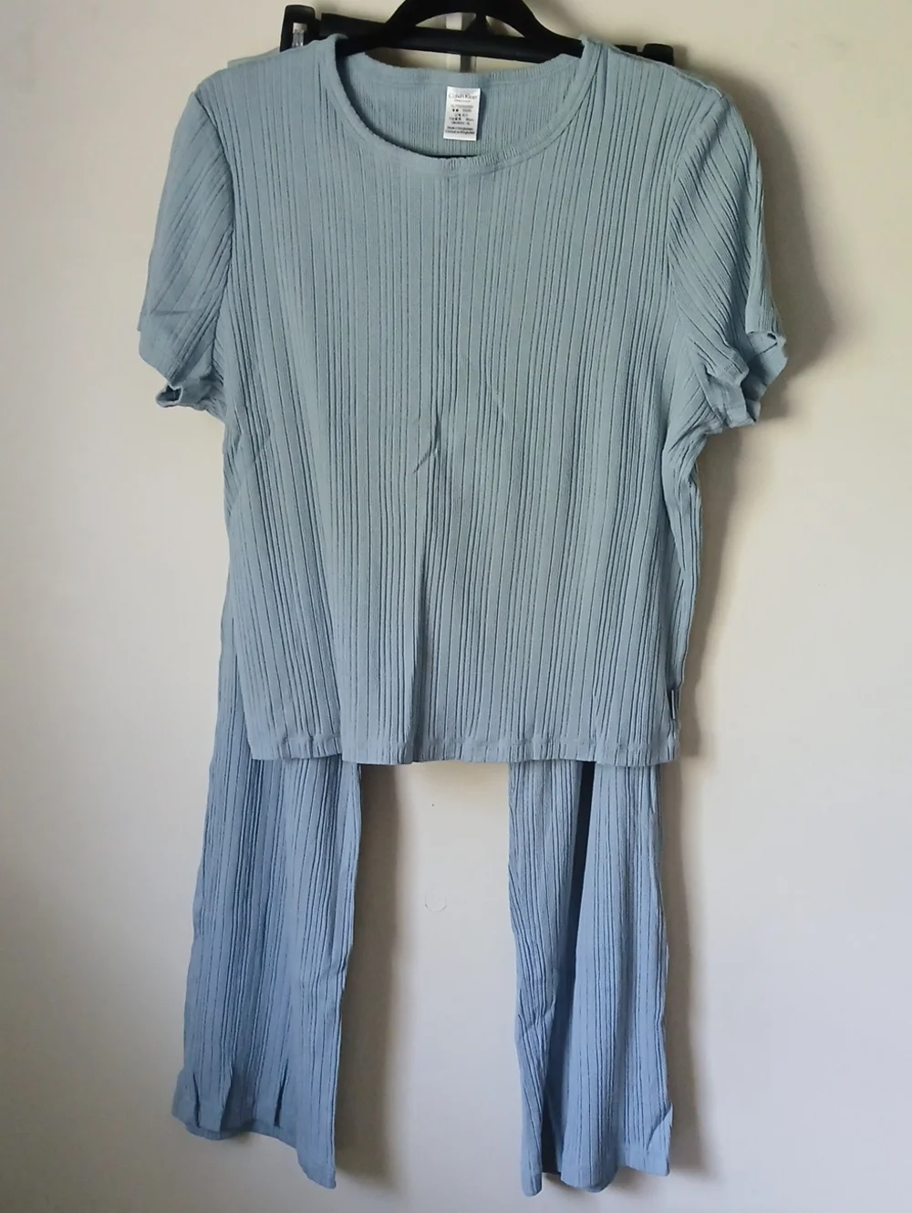 Calvin Klein Light Blue Ribbed Two-Piece Lounge Set